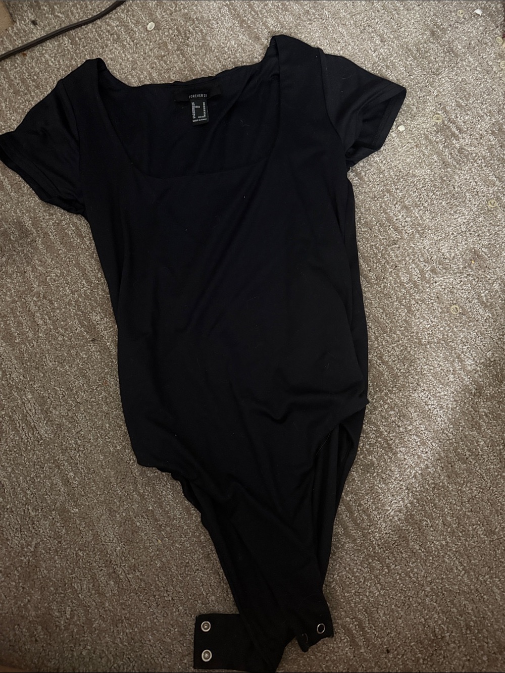Forever 21 Black Short-Sleeve Scoop Bodysuit
